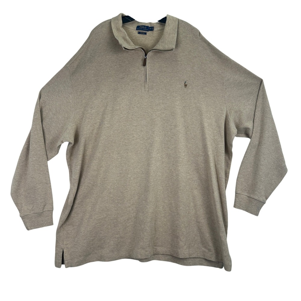 Polo Ralph Lauren Estate Rib Quarter Zip Pullover Mens 4XLT Tan Preppy Classic